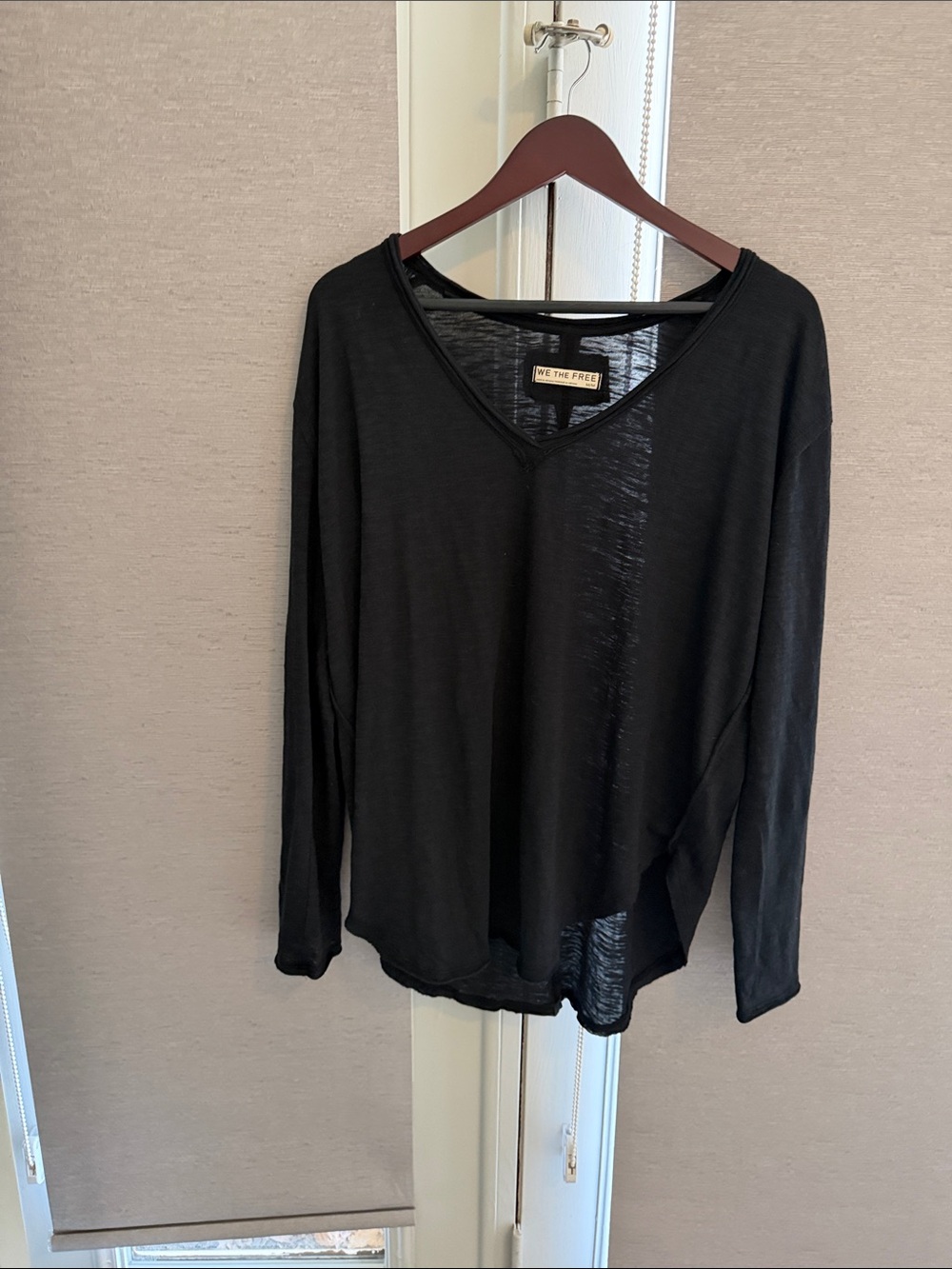 We The Free Black V-Neck Lightweight Long Sleeve Top